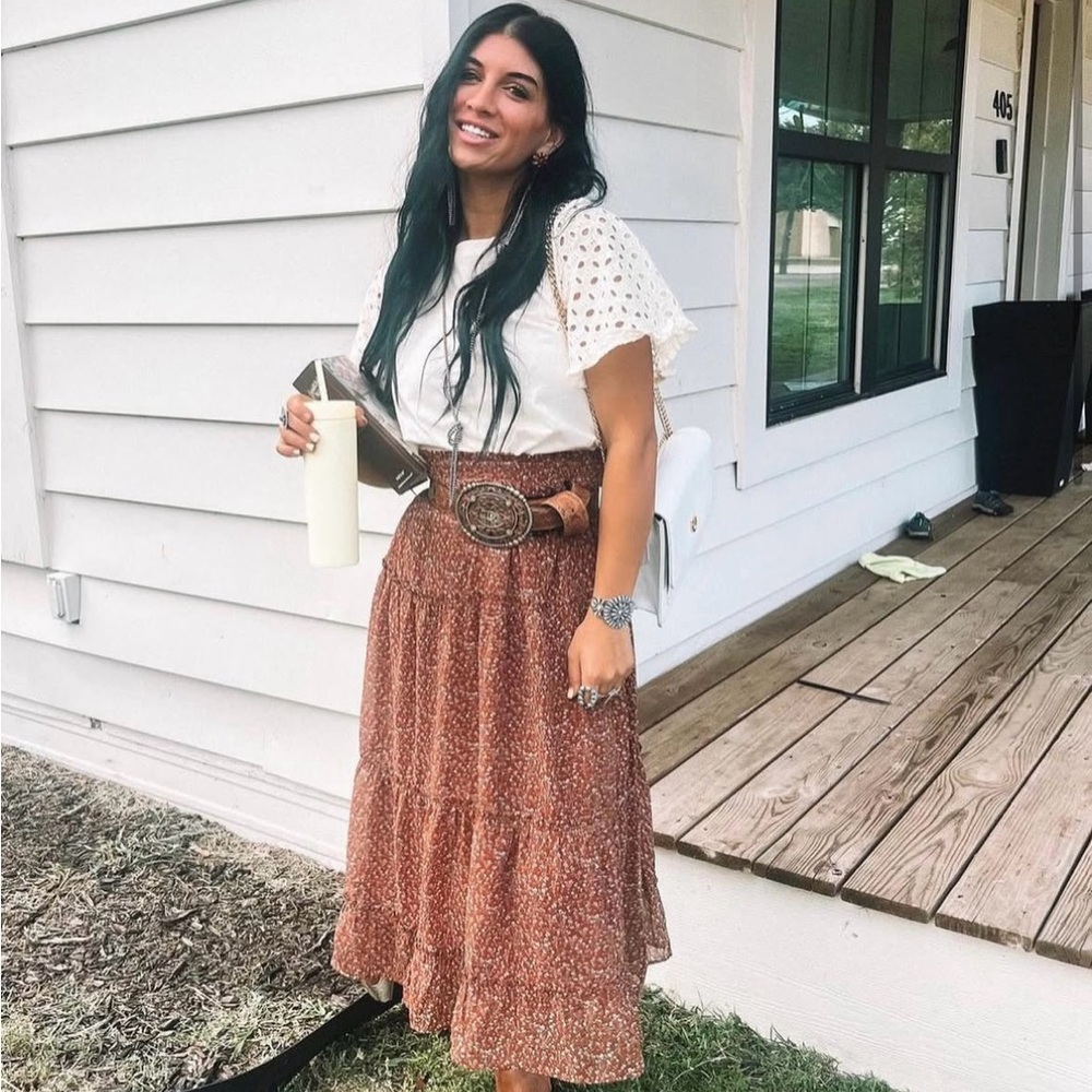 Floral Rust Maxi Skirt